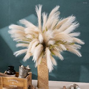 Flores decorativas sem rega falso realista artificial pampas grama de longa duração resistente ao desbotamento casa decoração de casamento diy arte floral