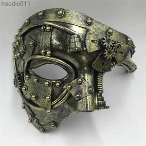 Costume Accessories Steampunk Phantom Masquerade Cosplay Mask Ball Half Face Men Punk Costume Halloween Party Costume Props 200929248t L230918