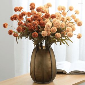 Decorative Flowers 1pcs Simulation Dandelion Dried Bouquet Fake Flower Ball Chrysanthemum Model Room Landscaping Table Tennis Decoration