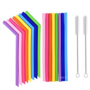 Silikon Straw From Curved Pipets Temizleme Fırça Yaratıcı Renk Çevre Koruma Saman Silikon İçecek Tasarımı İçme Strawlt531