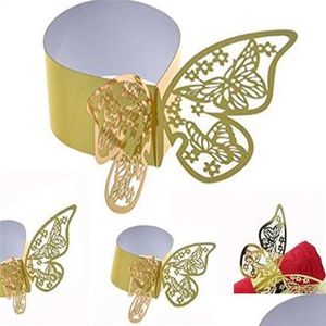 LED TOYS BUTTERFLY HOLLOW NAPKINRINGS 3Dペーパーバックルウェディングベビーシャワーパーティーレストランテーブル装飾214Mドロップ配達ギフトl dhzat