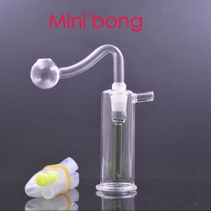 Atacado 10mm Feminino interno Hookah 10mm feminino colorido Ash Catcher Pequeno Bubbler água dab rig bongos tubo com tigela de queimador de óleo de vidro