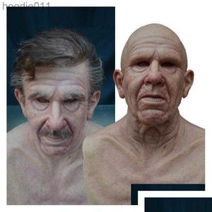 Kostymtillbehör Party Masks Grandfathers Latex Scary FL Head Cosplay för Halloween Wig Old Man Mask Bald Horror Funny Drop Delivery Home Garden Fest Dhujr L23091