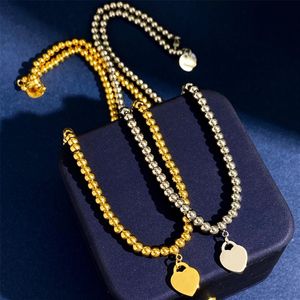 Set di gioielli con bracciale e collana con perline a forma di cuore d'amore per regalo di compleanno da donna, gioielli da donna di design, gioielli di dichiarazione di matrimonio358C
