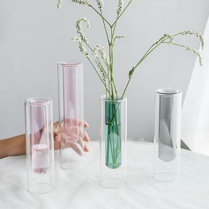 Vasos vaso de vidro transparente decoração floral personalizada para casa