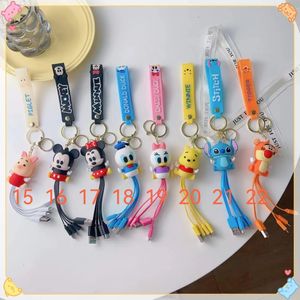 Wholesale of Japanese and Korean anime cartoon mobile phone pendants with three connection data cables and charging cables