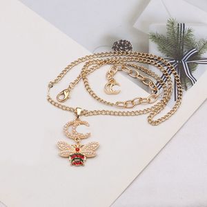 20 Style Designer Brand Double Letter Pendant Necklaces Chain Gold Plated Crysatl Rhinestone Sweater Newklace for Women Wedding Jewerlry Accessories