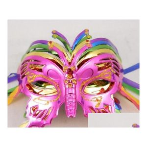 Party Masks New Halloween Mask Children Masquerade färgad ding eller mönsterplätering fjäril prinsessa droppleverans hem trädgård festi dh0ih