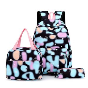 Sacos escolares 3pce conjunto crianças mochila escolar para meninas adolescentes simples mulheres mochilas gradiente impressão schoolbags estudante médio sacos de livro 230918