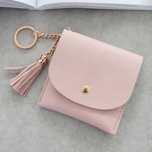 Card Holders Fashion Women Holder With Key Ring Small Tassel Cards Wallets For Girls Lady Sweet Mini Purse Porte Carte