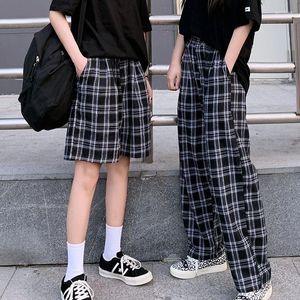 Pantaloni da donna Plaid Donna Casual Chic Oversize Pantaloni larghi a gamba larga Ins Retro Teens Harajuku Hip-hop All-match Unisex Streetwear Met