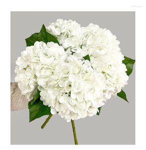 Decorative Flowers 1 PCS 49cm Single Stem Artificial Hydrangea Flower With Leaves Home Decor Wedding Table Room Decoration Gift F772