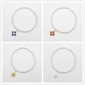 NUOVO braccialetto in argento 925 con catena a sfere croce 4 bracciale con etichetta di diamanti Braccialetti con ciondoli in rilievo di lusso Braccialetti per donna uomo Gioielleria raffinata per la fidanzata amore Confezione regalo ritorno tiff