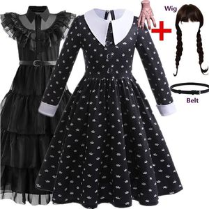 Girls Dresses Wednesday Cosplay for Girl Costume Movie Wednesday Mesh Dress for Kids Girls Party Dresses Halloween Costumes 412YRS 230915