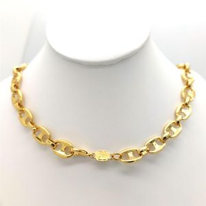 Lobster Clasp STAMP 24 K Yellow REAL GOLD Filled Puffed Mariner Link Chain Necklace Ring Circle 10mm 23 6 215d