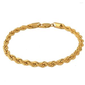 Link pulseiras cor de ouro 21cm 4mm torção corrente colar corda pulseira mulheres homens retro moda