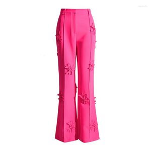 Damenhosen Uoozee Bürodame Stilvoll Elegant Chic Blumenverzierte Flare 2023 Herbst Und Winter Formelle Hose Mit Hoher Taille