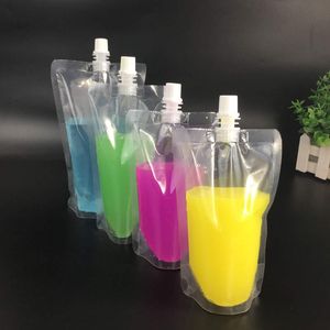 Tek kullanımlık plastik içme içecek çantaları 200ml 250ml 350ml 500ml Spout Sıvı Soya Süt Çay Kahve Suyu Suyu Soğuk İçecek Şeffaf Paket