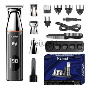 Barbeadores elétricos Kemei 5 em 1 Aparador de barba elétrico para homens Grooming Kit Rosto Cabelo Clipper Aparador de corpo Recarregável Nariz Orelha Barbeador molhado e seco x0918