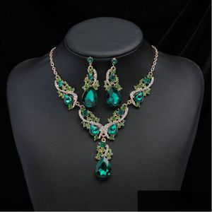 Hair Accessories Earrings Necklace Fashion Mtiple Crystal Prom Jewelry Sets For Women Peacock Bridal Setsearrings Drop Delivery Baby K Dhdqk