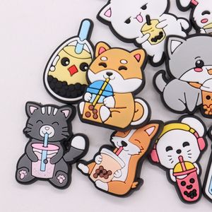 Wholesale 100Pcs PVC Animal Drinks Cat Horse Giraffe Hamster Dinosaur Pig Koala Dog Rabbit Sandals Shoe Buckle Decorations For Adult Backpack Charms Button Clog