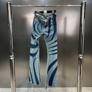 Jeans da donna 2023 Vita estiva divisa Scavata Colore Splicing Street Hipster Spice Style Denim Pantaloni micro-cropped