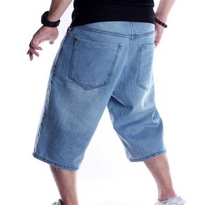 Mens Plus Size Lose Baggy Denim Short Men Jeans Fashionwear Hip Hop Long 3 4 Capri Cargo Shorts Pocket Male Blue313f