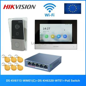 Doorbells Hikvision DS-KIS603-P（C）多言語802.3AF POEビデオインターコムキットにはDS-KV6113-WPE1（C）DS-KH6320-WTE1 POEスイッチHKD230918