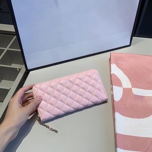 Modische Damen-Geldbörse, Clutch, rosa Muster, echtes Leder, einzelner Reißverschluss, Zippy-Geldbörsen, Damen-Damen, lange klassische Geldbörse mit orangefarbenem B249J