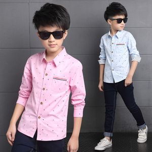 Kids Shirts 2023 Spring Autumn Long Sleeve Boys Blouses Breathable 100 Cotton Children 5 15 Years 230918