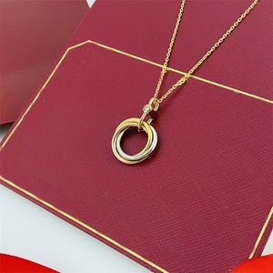 3 rings Trinity necklace love necklaces luxury jewelry woman 18K rise gold silver heart Necklace hip hot jewelrys for wedding party gifts free shipping