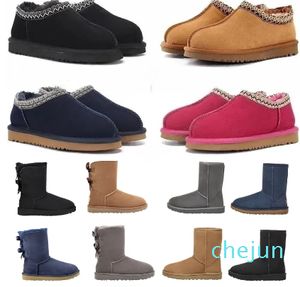 Colore neve Pelle di pecora Shearling Donna Uomo Ultra Mini Boot Scarpe slip-on Pelle scamosciata Comfort superiore Autunno inverno