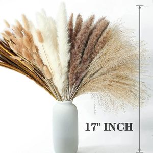 Flores decorativas 120 PCS Grama de pampas seca contém caudas buquê de junco para decoração de mesa de casa boho casamento