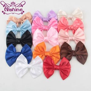 Headbands Nishine 30pcs/lot 4.2" Handmade Silk Hair Bow For Headband Hair Clips Soft Bowknot For Girls Women DIY Hair Accessories 230918