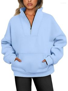 Kadın Hoodies Sonbahar Kış Sweatshirtleri Kadınlar İçin 2023 Büyük Boy Külten Uzun Kollu Sıcak Sweatshirt Çeyrek Zip Hoodie Kadın Giysileri