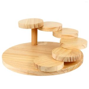 Dinnerware Sets Sushi Plate Wood Tableware Severing Tray Decor Sashimi Wooden Rotating Large Container