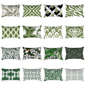 Pillow 30x50cm Green Geometric Throw Pillowcase Nordic Flower Leaf Geometry Prints Cover For Home Decor Sofa Car Pillowslip