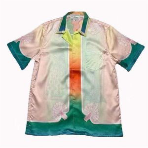 カサブランカプリントシャツの花ルーズシルク半袖シャツ239p