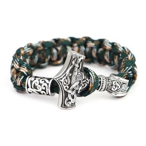 Charm Bracelets Thors Hammer Bracelet Braided Camouflage Paracord Drop Delivery Jewelry Dhq1S