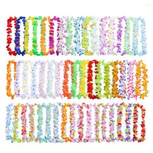 Dekorativa blommor 50st/pack mode strand sommar fancy fest dekor silk tyg hållbar krans konstgjord leis garland halsband hängande