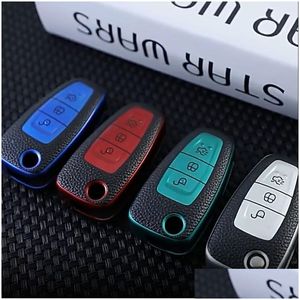 Car Key New Tpu Case Leather Keys Er For Ford Ranger C-Max S-Max Focus Galaxy Mondeo Transit Tourneo Custom Holder Cars Drop Delivery Dhsxt