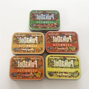 Gepunktete Gummibärchen, 4 Gramm Verpackungsboxen, saure Gummibärchen, rechteckige Metallverpackung aus Blech, einteilige Aufbewahrungsbox mit aufklappbarem Fenster, Pilz-Rtagf