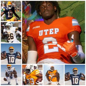 Josiah Allen Jersey Custom 2023 UTEP Miners Football Jersey 18 John Burris III 0 Jeremiah Ballard 64 Sedrick Luke 34 Kiante Liggins 55 Ivan Escobar UTEP Jerseys