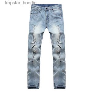 Jeans da uomo Jeans strappati Uomo 2020 Destroy Hole Jeans da motociclista da uomo Casual Slim Fit Pantaloni in denim da uomo Novità Streetwear L230918