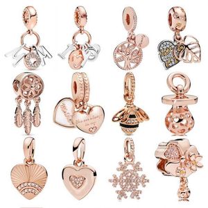 925 sterling silver pendants pink mom letters mother and daughter hearts ale dream catcher charm fit pandorabracelet diy jewelery219N