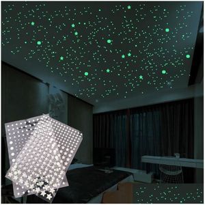 Adesivos de parede 1 pcs estéreo luminoso adesivo ponto pentagonal estrela noite logotipo fluorescente para entrega de gota casa decoração de jardim dhz2i