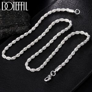 925 Sterling Silver ed Rope Chain Necklace 16 18 20 22 24 Inch 4mm For Women Man Fashion Wedding Charm Jewelry272Z