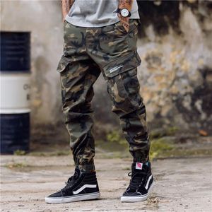 E-BAIHUI Moda Męki Męki Kamuflażowe spodnie do joggingu zamek błyskawiczne spusty stóp Belki Nieregularne spodnie Hip Hop Men's Men's Designer Jumm307s