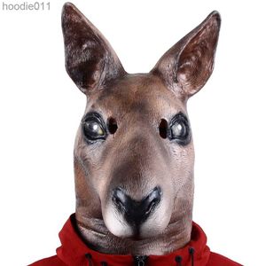 Acessórios de fantasia Halloween Donkey Head Cosplay Máscara Látex Animal Canguru Zoo Props Party Festival Costume Ball Mask Theatre Masquerade Accessor L230918