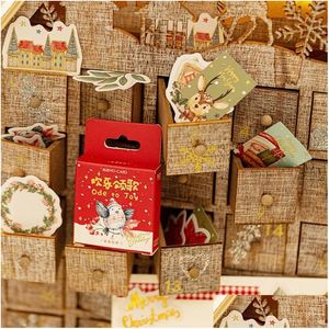 Zanaat Araçları 46pcs/Torba Merry Christmas Kawaii Kırtasiye Sticker DIY El Kitabı Malzeme Dekorasyon Sızdırmazlık Sıkıştırma Scrapbook Bırak Deliv Dhww3